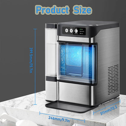 Large Capacity Ice Cube Maker, Quick Release Ice in 6 to 8 Minutes, with Side Water Tank, Ideal for Parties, Kitchen and Office