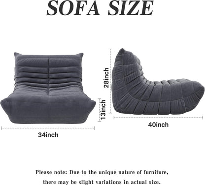 Swbvs Bean Bag Chair, Lazy Floor Sofa Couch for Adults and Kids, Fireside Chair with Ergonomic Design, Memory Foam Lounge Chair for Living Room Bedroom, Office, Grey