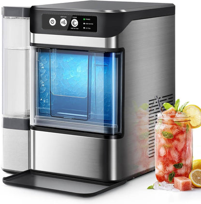 Large Capacity Ice Cube Maker, Quick Release Ice in 6 to 8 Minutes, with Side Water Tank, Ideal for Parties, Kitchen and Office