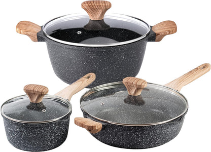 Country Kitchen Non-Stick Cast Aluminum Cookware Set - Durable Kitchen Cookware for Everyday Cooking, Cream, 11 Pc.