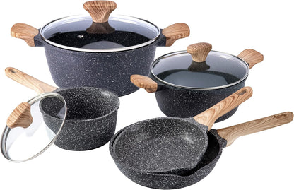 Country Kitchen Non-Stick Cast Aluminum Cookware Set - Durable Kitchen Cookware for Everyday Cooking, Cream, 11 Pc.